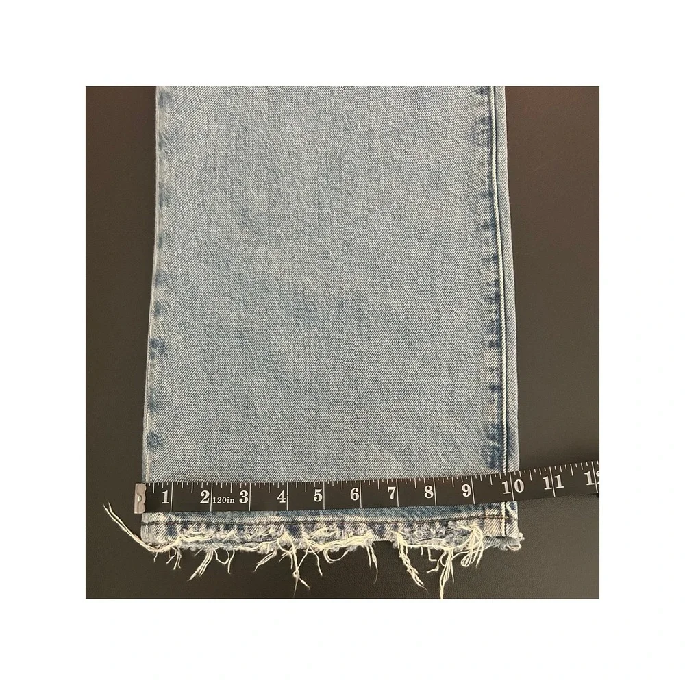 FRAME Le Jane Wide Leg High Rise Jeans Light Wash Raw Hem Size 27 NEW 1401